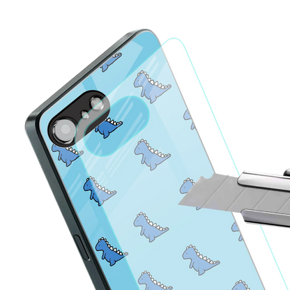 Dino Blue stylish phone case for iphone 17e | glossy glass and slim fit