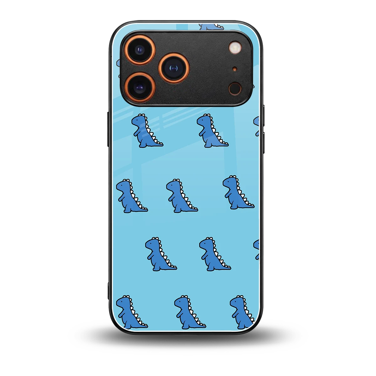 Dino Blue back phone cover | glass case for iphone 17 pro