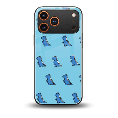 Dino Blue back phone cover | glass case for iphone 17 pro