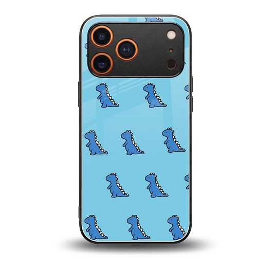 Dino Blue back phone cover | glass case for iphone 17 pro max