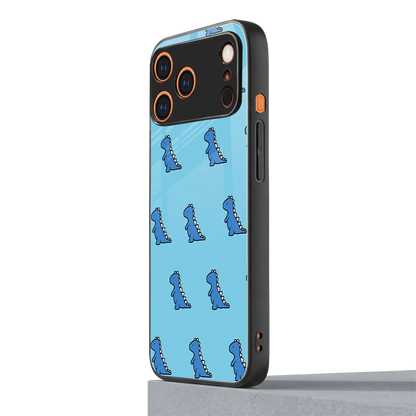 Dino Blue iphone 17 pro mobile cover | shockproof glass phone case