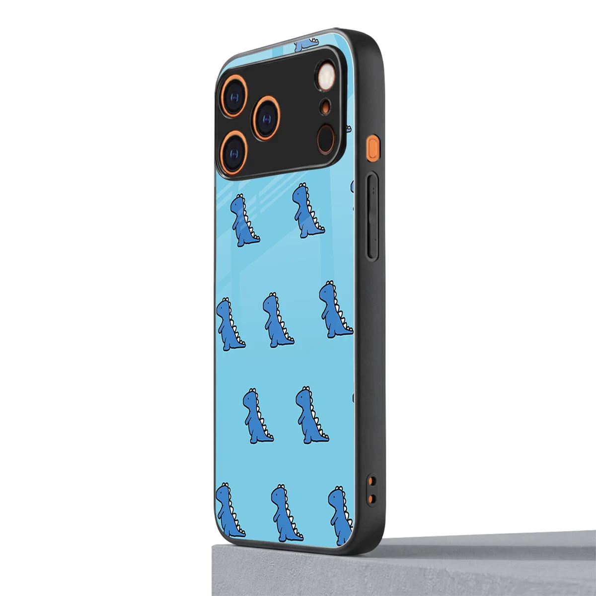 Dino Blue iphone 17 pro max mobile cover | shockproof glass phone case