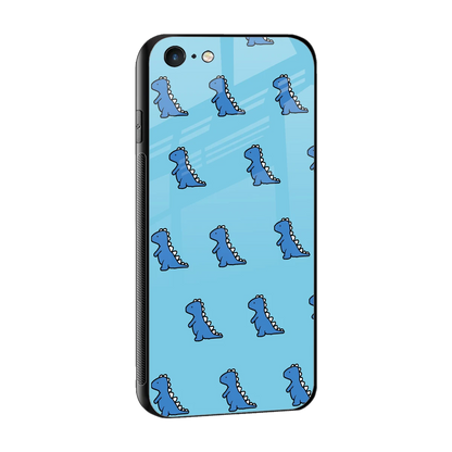Dino Blue sleek iphone 6 cover with tempered glass back and TPU edges