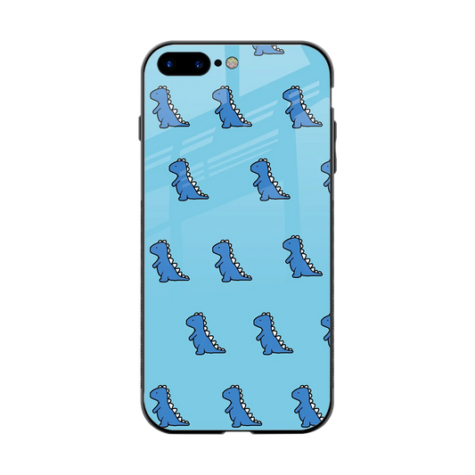 Dino Blue back phone cover | glass case for iphone 7 plus