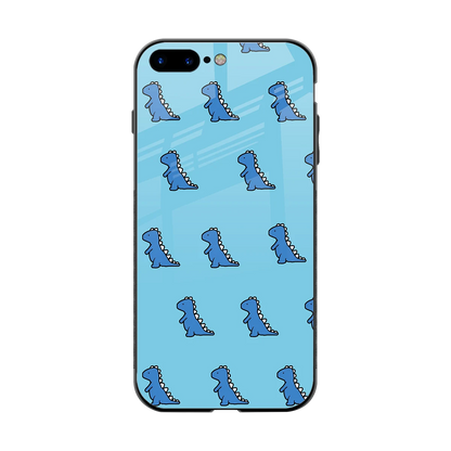 Dino Blue back phone cover | glass case for iphone 8 plus