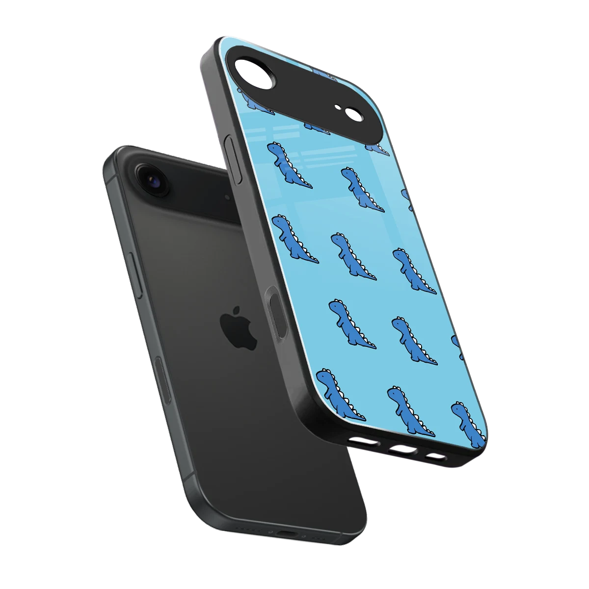 Dino Blue sleek iphone air cover with tempered glass back and TPU edges