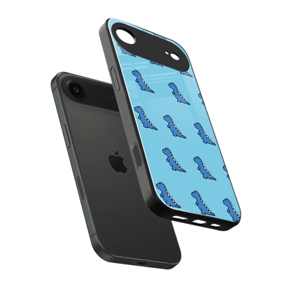 Dino Blue sleek iphone air cover with tempered glass back and TPU edges