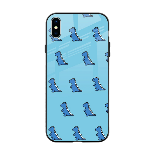 Dino Blue back phone cover | glass case for iphone xs max