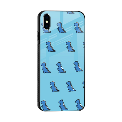 Dino Blue sleek iphone xs max cover with tempered glass back and TPU edges