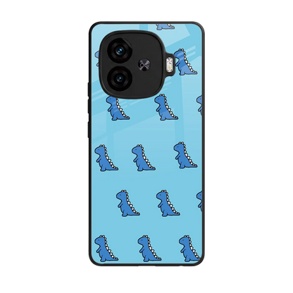 Dino Blue back phone cover | glass case for iqoo neo 10r 5g