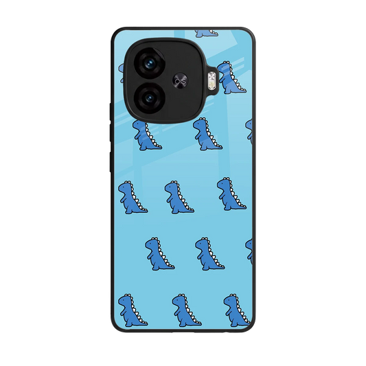 Dino Blue back phone cover | glass case for iqoo neo 10r 5g