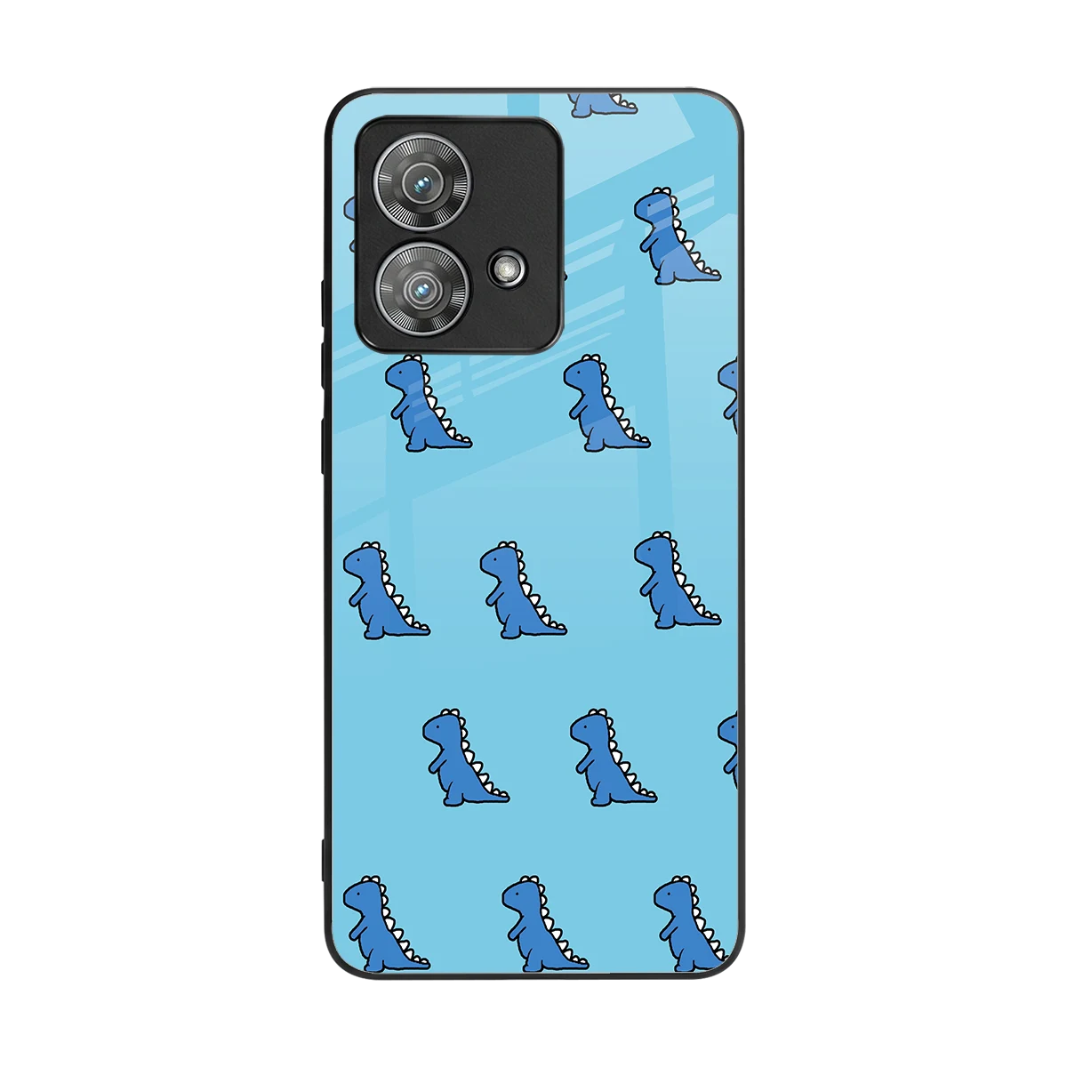 Dino Blue back phone cover | glass case for motorola edge 40 neo 5g