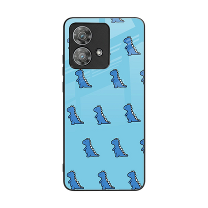 Dino Blue back phone cover | glass case for motorola edge 40 neo 5g