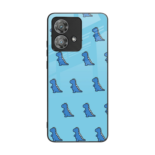 Dino Blue back phone cover | glass case for motorola edge 40 neo 5g