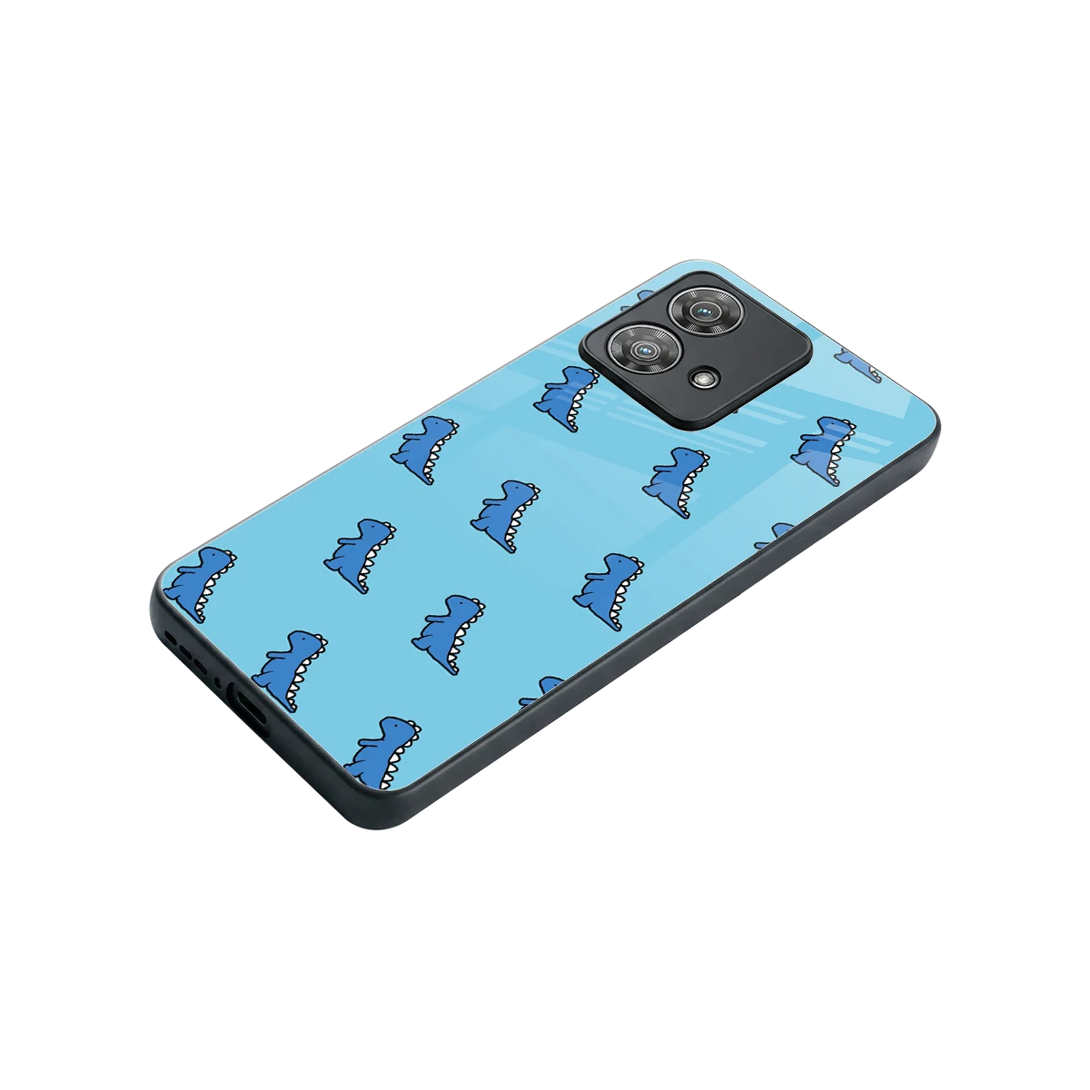 Dino Blue stylish phone case for motorola edge 40 neo 5g | glossy glass and slim fit