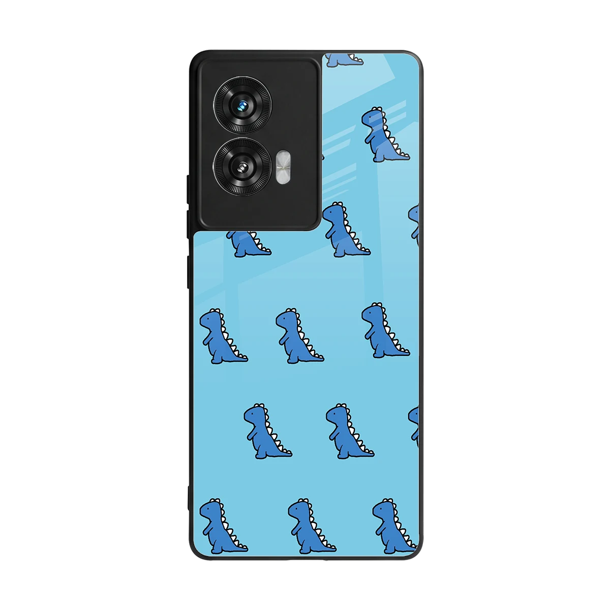 Dino Blue back phone cover | glass case for motorola edge 50 fusion