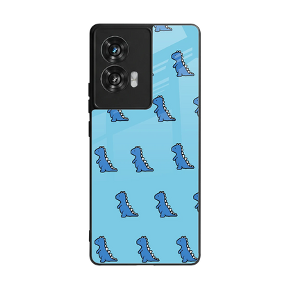 Dino Blue back phone cover | glass case for motorola edge 50 fusion