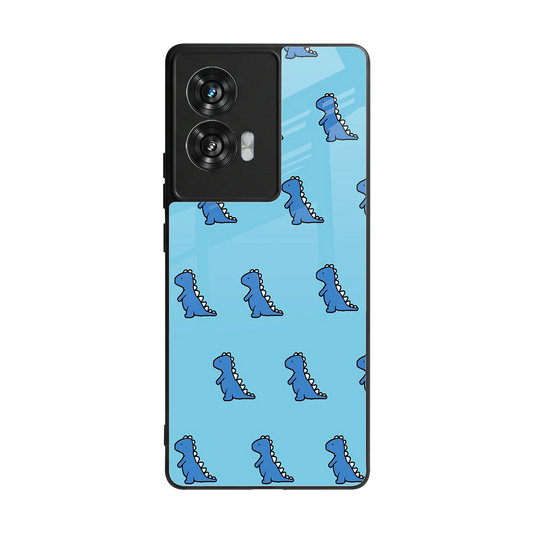 Dino Blue back phone cover | glass case for motorola edge 50 fusion