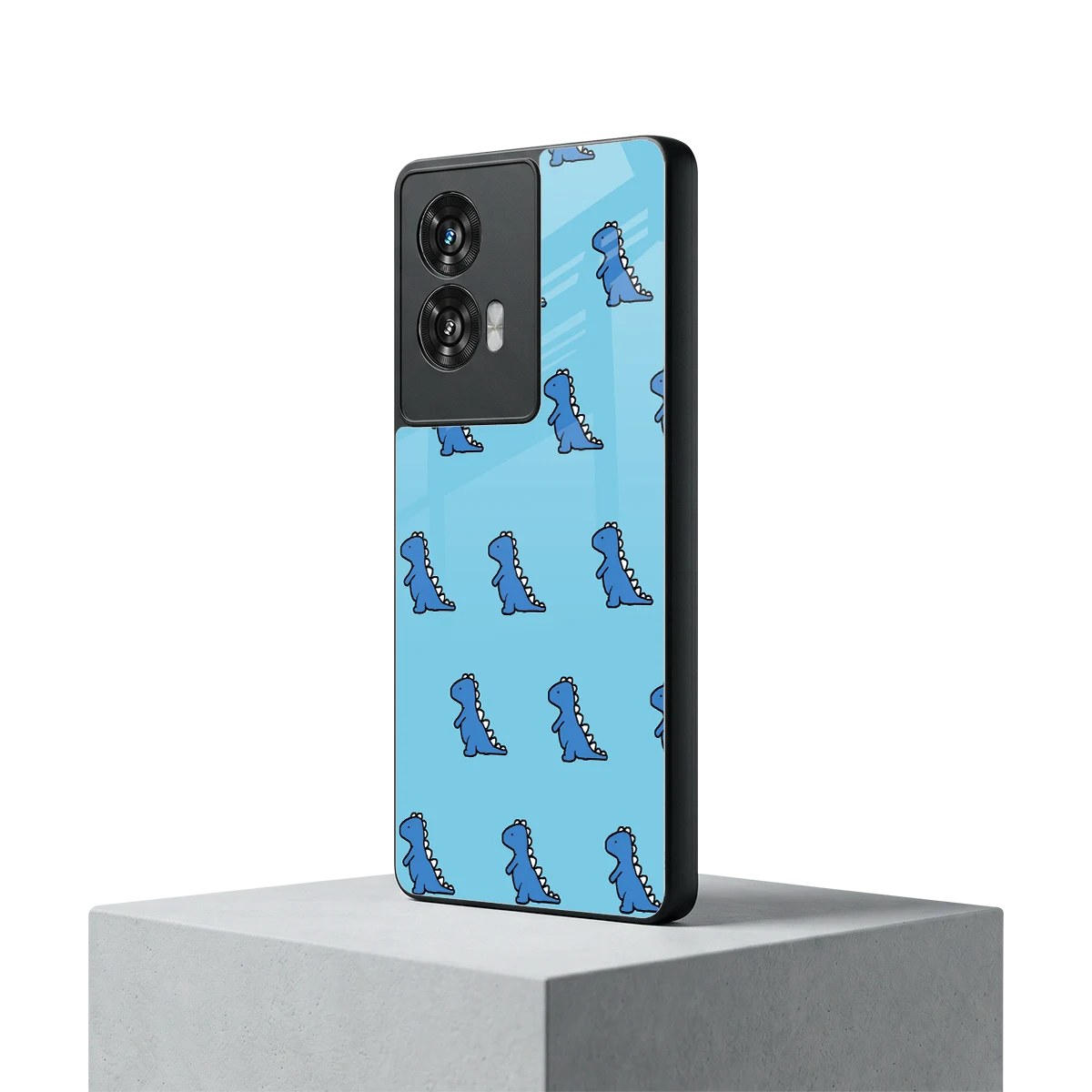 Dino Blue motorola edge 50 fusion mobile cover | shockproof glass phone case