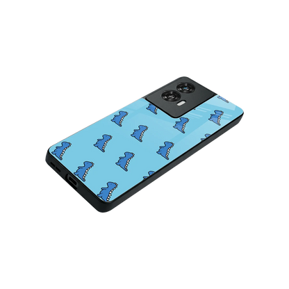 Dino Blue stylish phone case for motorola edge 50 fusion | glossy glass and slim fit