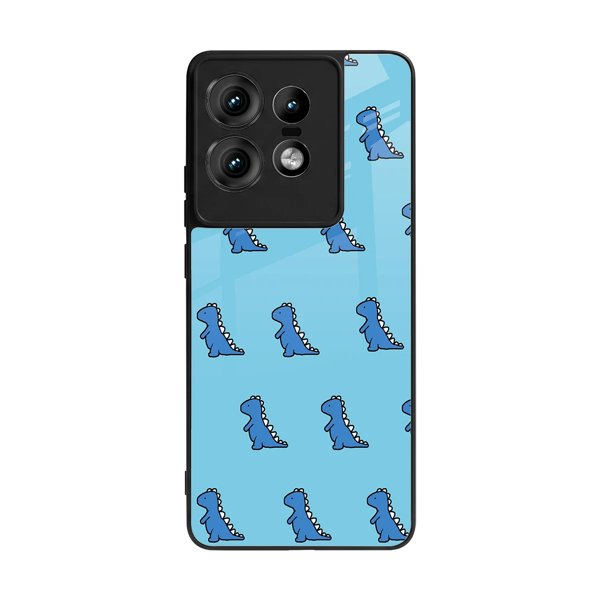 Dino Blue back phone cover | glass case for motorola edge 50 pro
