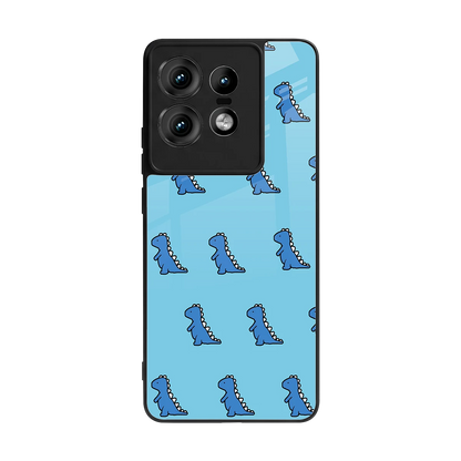 Dino Blue back phone cover | glass case for motorola edge 50 pro