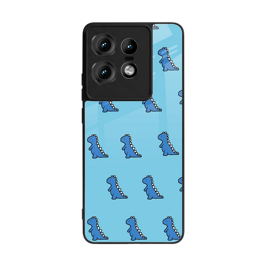 Dino Blue back phone cover | glass case for motorola edge 50 pro