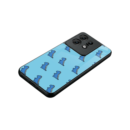 Dino Blue stylish phone case for motorola edge 50 pro | glossy glass and slim fit
