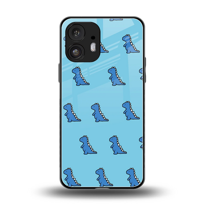 Dino Blue back phone cover | glass case for nothing phone 2