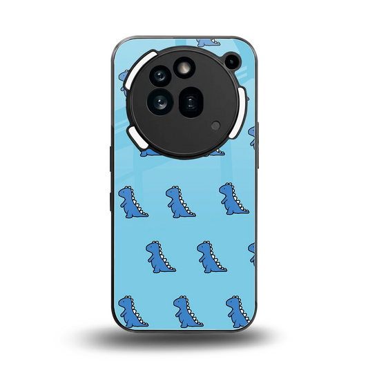 Dino Blue back phone cover | glass case for nothing phone 3a pro