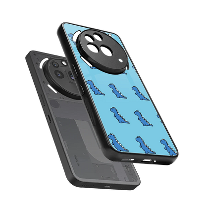 Dino Blue sleek nothing phone 3a pro cover with tempered glass back and TPU edges