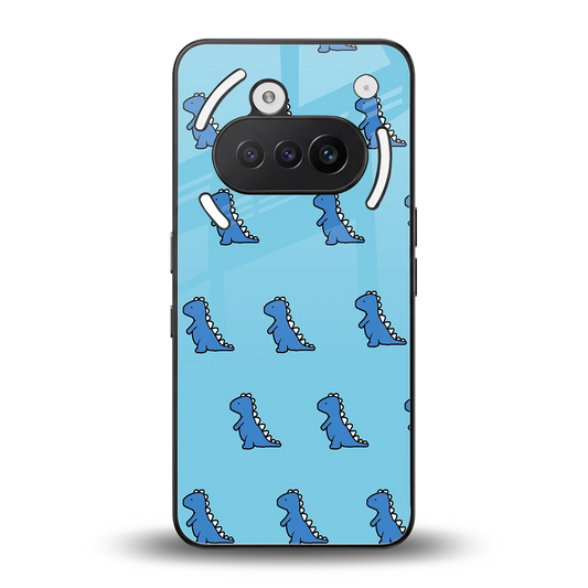 Dino Blue back phone cover | glass case for nothing phone 3a