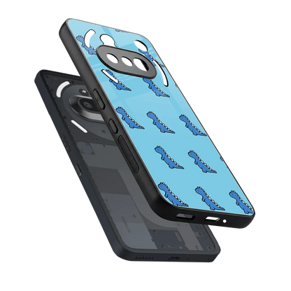 Dino Blue sleek nothing phone 3a cover with tempered glass back and TPU edges