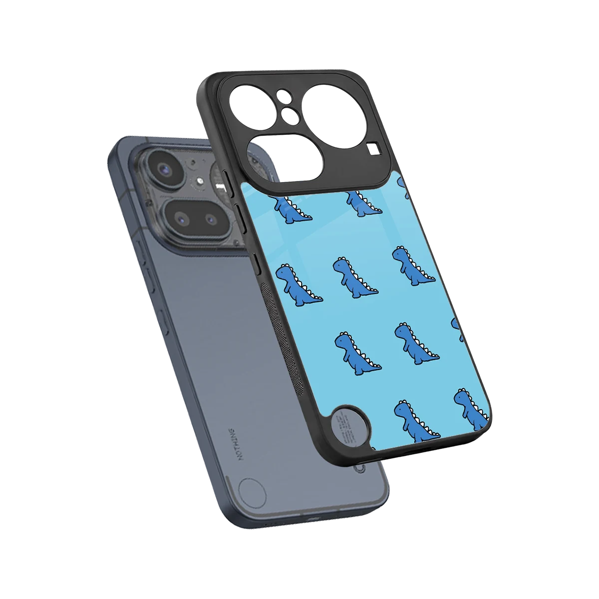 Dino Blue sleek nothing phone 4a pro cover with tempered glass back and TPU edges
