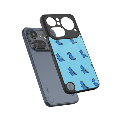 Dino Blue sleek nothing phone 4a pro cover with tempered glass back and TPU edges