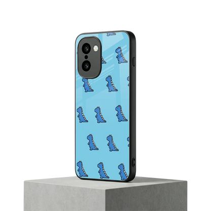 Dino Blue oneplus 15r mobile cover | shockproof glass phone case
