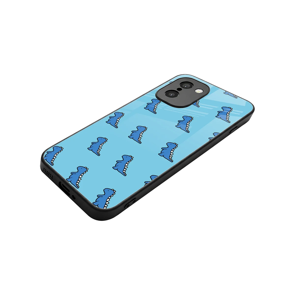Dino Blue stylish phone case for oneplus 15r | glossy glass and slim fit