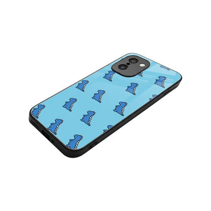Dino Blue stylish phone case for oneplus 15r | glossy glass and slim fit