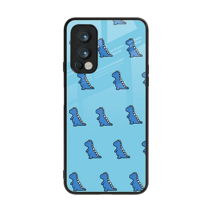 Dino Blue back phone cover | glass case for oneplus nord 2