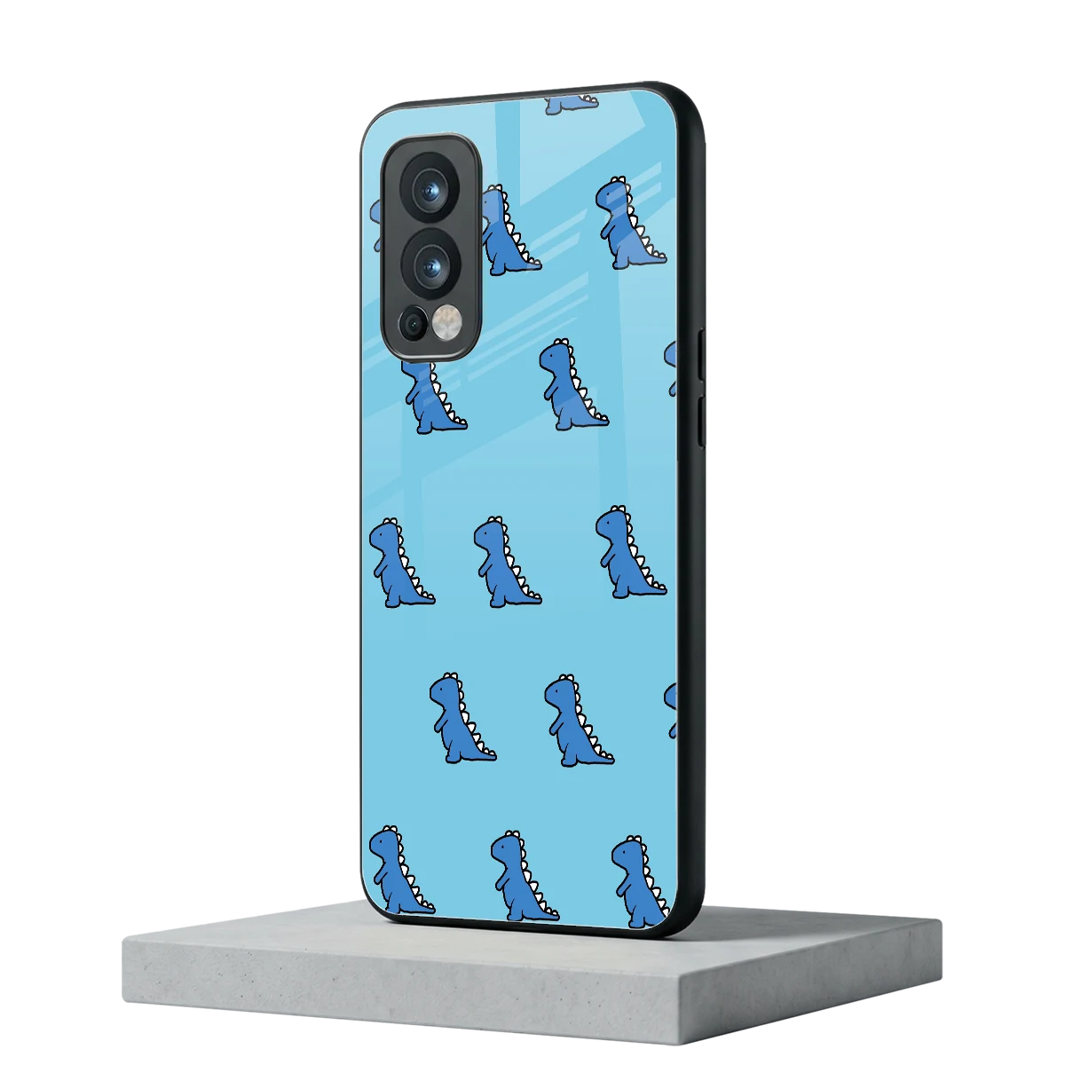 Dino Blue oneplus nord 2 mobile cover | shockproof glass phone case