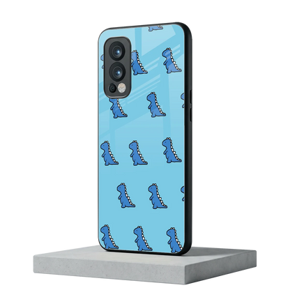 Dino Blue oneplus nord 2 mobile cover | shockproof glass phone case