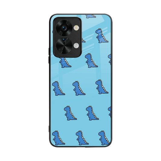 Dino Blue back phone cover | glass case for oneplus nord 2t