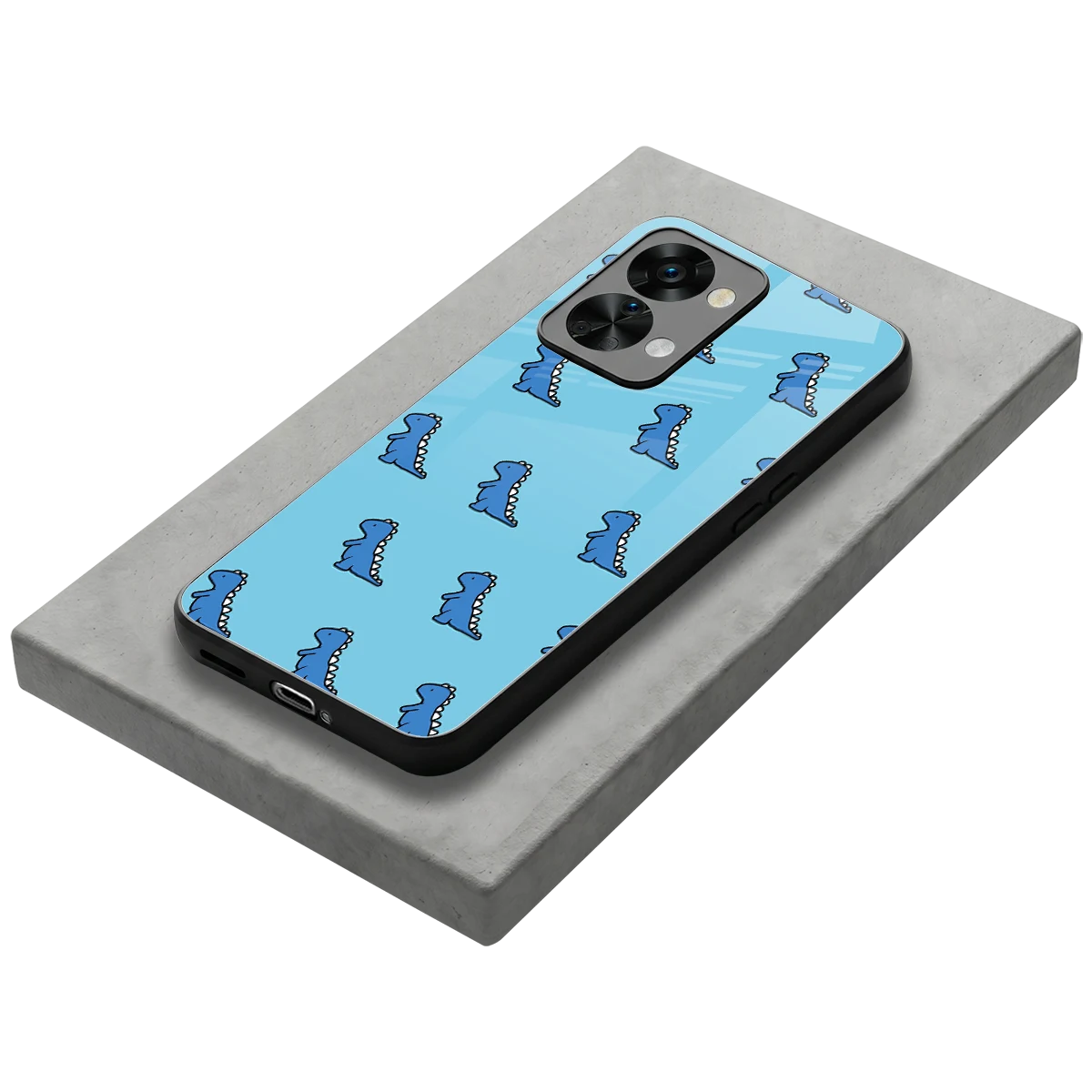 Dino Blue stylish phone case for oneplus nord 2t | glossy glass and slim fit