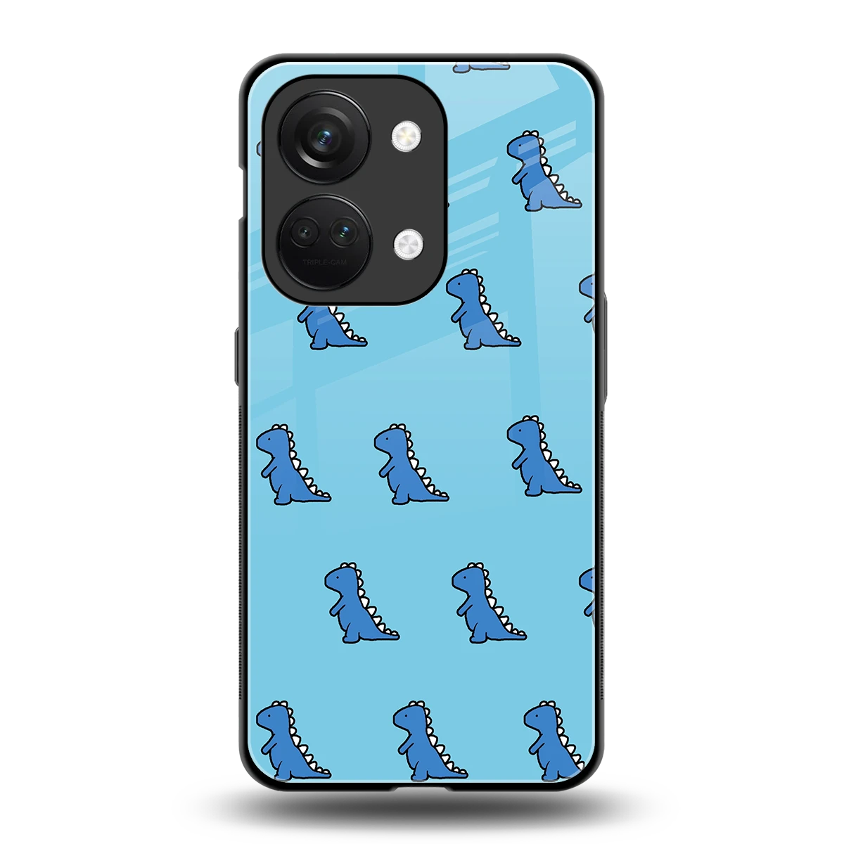 Dino Blue back phone cover | glass case for oneplus nord 3