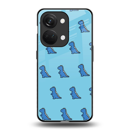 Dino Blue back phone cover | glass case for oneplus nord 3