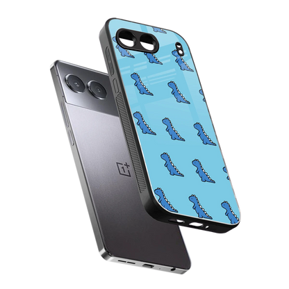 Dino Blue sleek oneplus nord 4 cover with tempered glass back and TPU edges