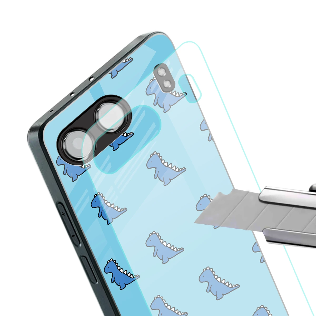 Dino Blue stylish phone case for oneplus nord 4 | glossy glass and slim fit