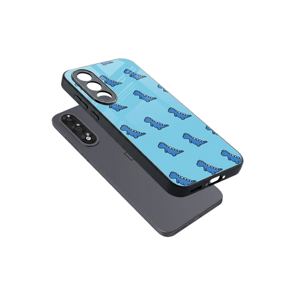 Dino Blue sleek oneplus nord 5 cover with tempered glass back and TPU edges