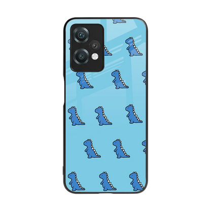 Dino Blue back phone cover | glass case for oneplus nord ce 2 lite