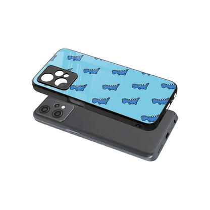 Dino Blue sleek oneplus nord ce 2 lite cover with tempered glass back and TPU edges